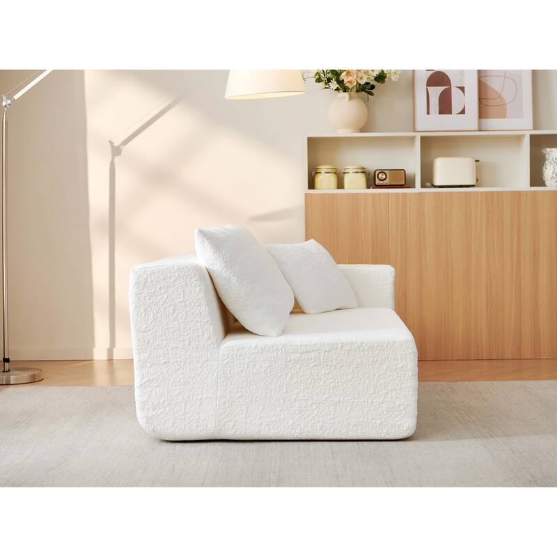 Modular Sectional Sofa with L-Shape Chaise, Chenille Upholstered Cloud Sofa, Corner Deep Seat Sofa with 5 Throw Pillows