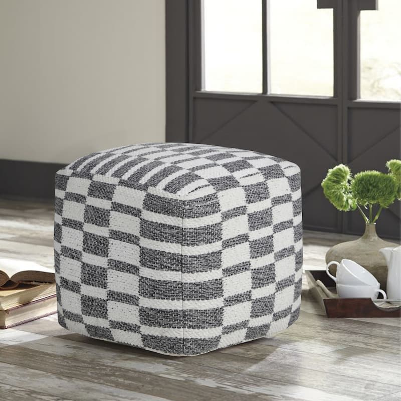 HomeRoots 18" Gray 100% Cotton Ottoman