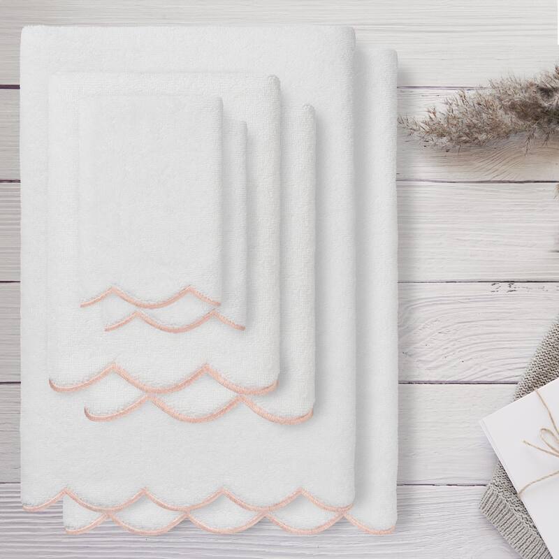 Authentic Hotel and Spa 100% Turkish Cotton ADORNIA Scallop Towel Set
