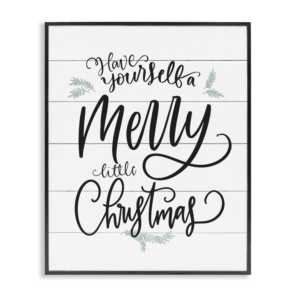 Stupell A Merry Little Christmas Black White and Blue Framed Art, Proudly Made in USA