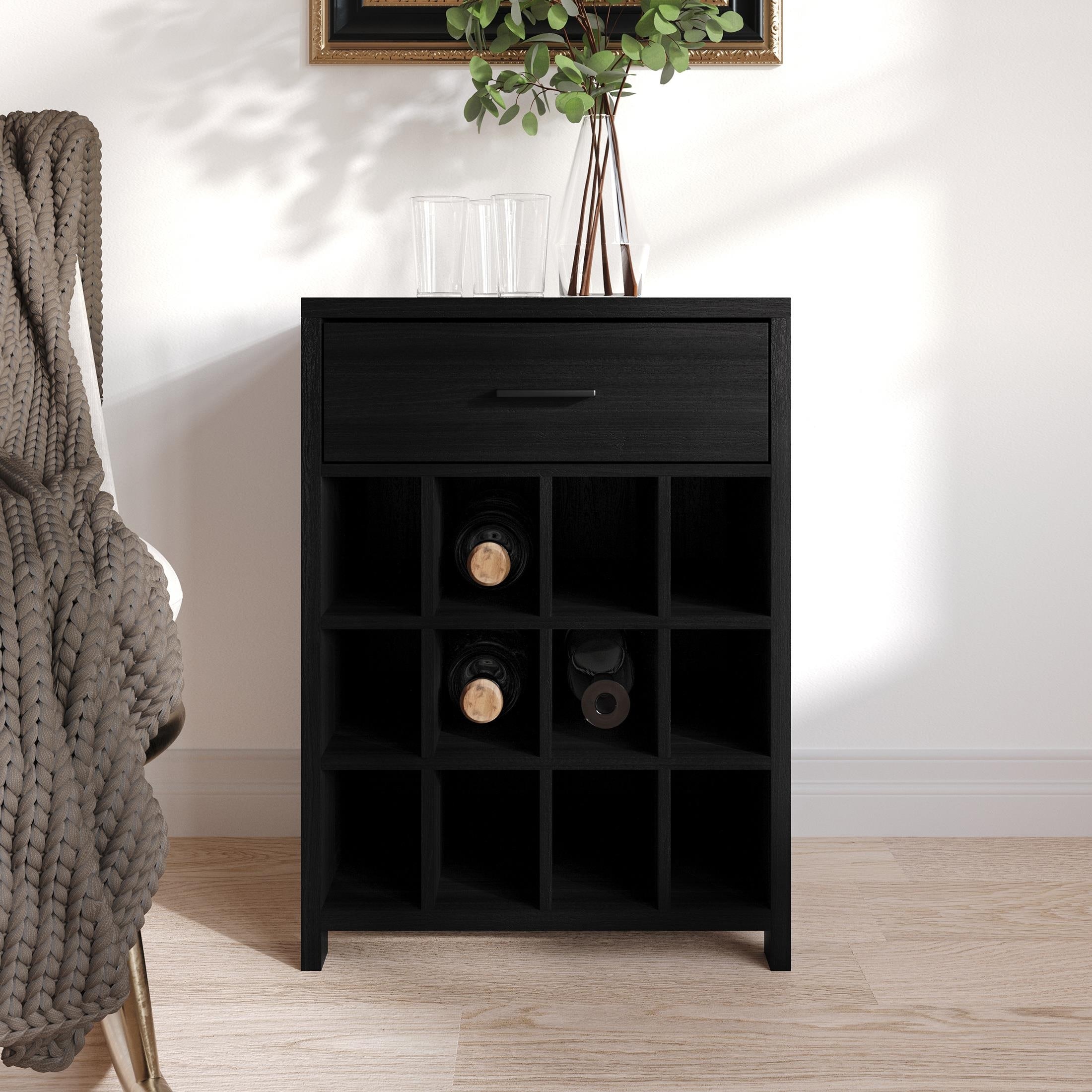 CraftPorch Rustic Drawer Cabinet With Wine Rack