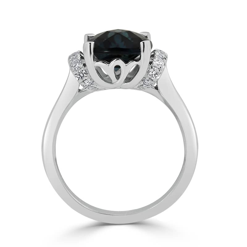Auriya Unique 3 3/8ct Cushion-cut London Blue Topaz and Diamond Engagement Ring 1/5cttw 14k Gold