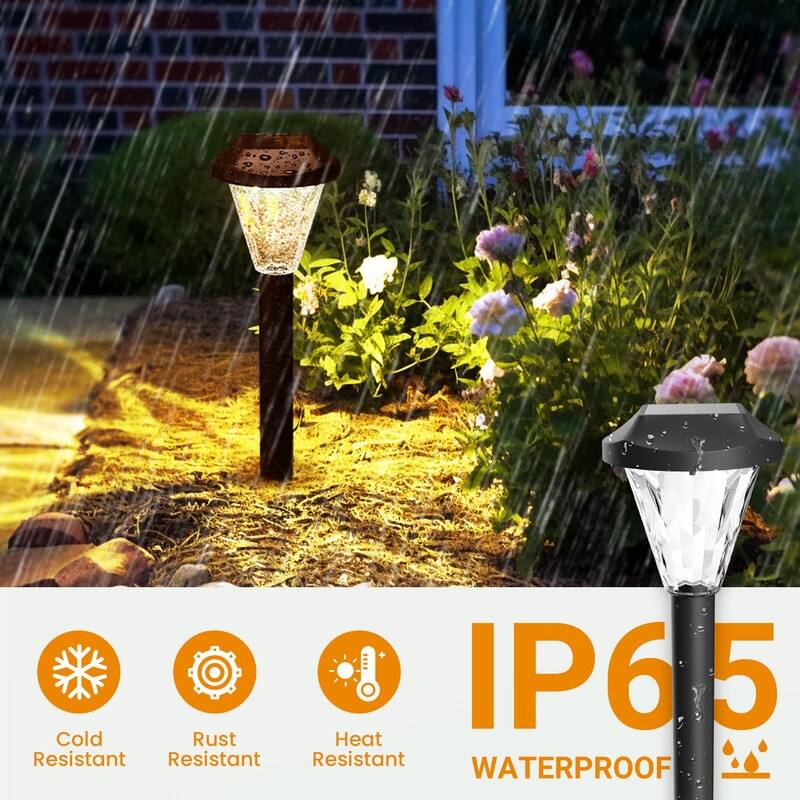 Solar Outdoor Landscape Lights, Waterproof Outdoor Solar Lights for Garden and Patio, Warm White