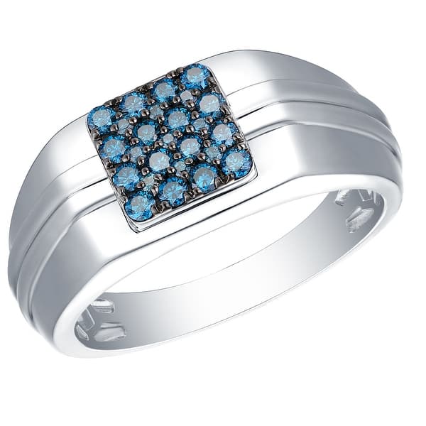 Prism Jewel Round Brilliant Cut Blue Color Diamond Cluster Ring Prism Jewel Round Brilliant Cut Blue Color Diamond Cluster Ring