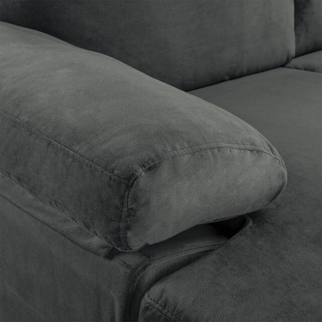 Velvet Upholstered L-Shape Sectional Sofa