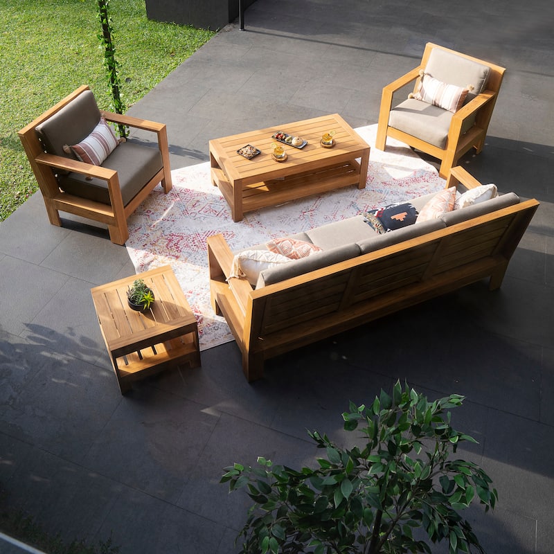 Cambridge Casual Logan Teak Patio Sofa with Sunbrella Cushion