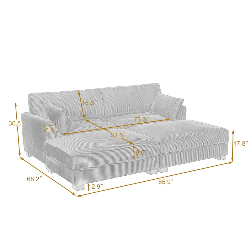 88" Convertible Larger Couch Modular Sectional Sofa Set