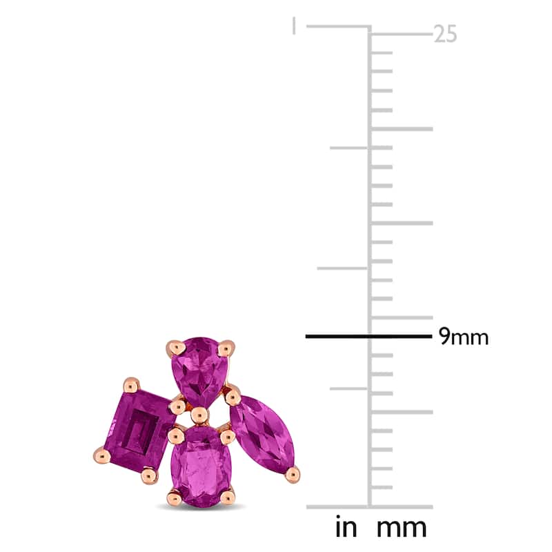 Miadora Multi-Gem Cluster Stud Earrings Sterling Silver