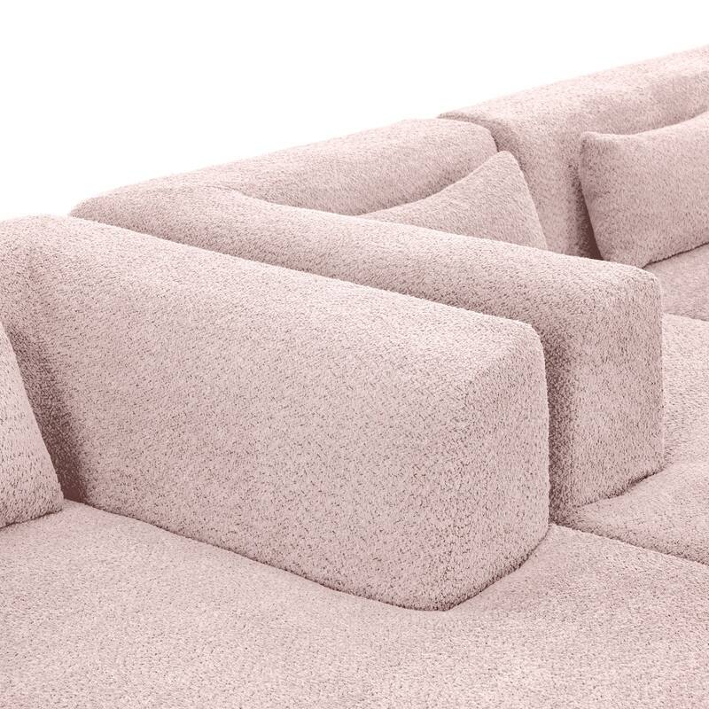 Free Combination Upholstered Sectional Sofa, Sofa Set with Curved Chaise Lounge, Large Floor Couch with Pillows