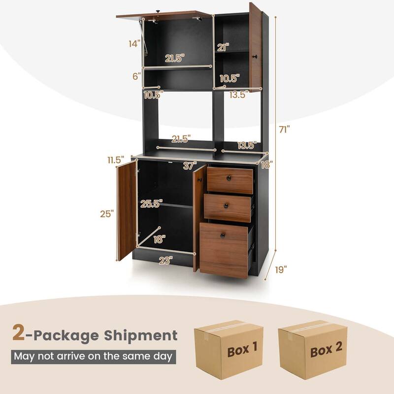 Costway 71'' Tall Kitchen Pantry Buffet Hutch Freestanding Storage