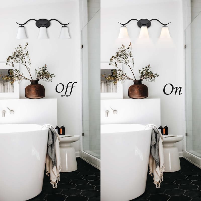 Firenze Modern Bathroom Vanity Light Fixture 3-Light Milk Glass