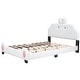 preview thumbnail 4 of 5, Pink+White Upholstered Platform Bed with Cute Cartoon Headboard