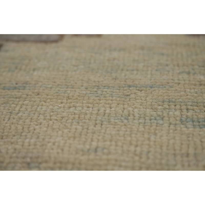 Hand Knotted Oriental 100% Wool Carpet Transitional All-Over Beige & Ivories Oushak Area Rug - 11' 11'' X 8' 8''