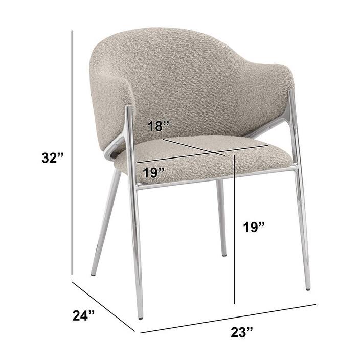 Best Quality Furniture Boucle Fabric Chrome Dining Chairs (Set of 2) - N/A