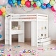 preview thumbnail 13 of 21, Full Size Loft Bed with large shelves, writing desk and LED Light White