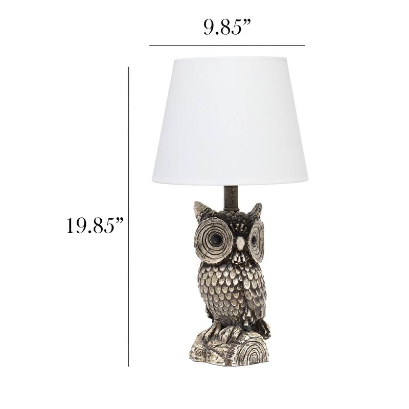 Simple Designs Polyresin Gazing Brown and White Night Owl Novelty Bedside Table Desk Lamp - L: 9.95" x W: 9.95" x H: 19.85"
