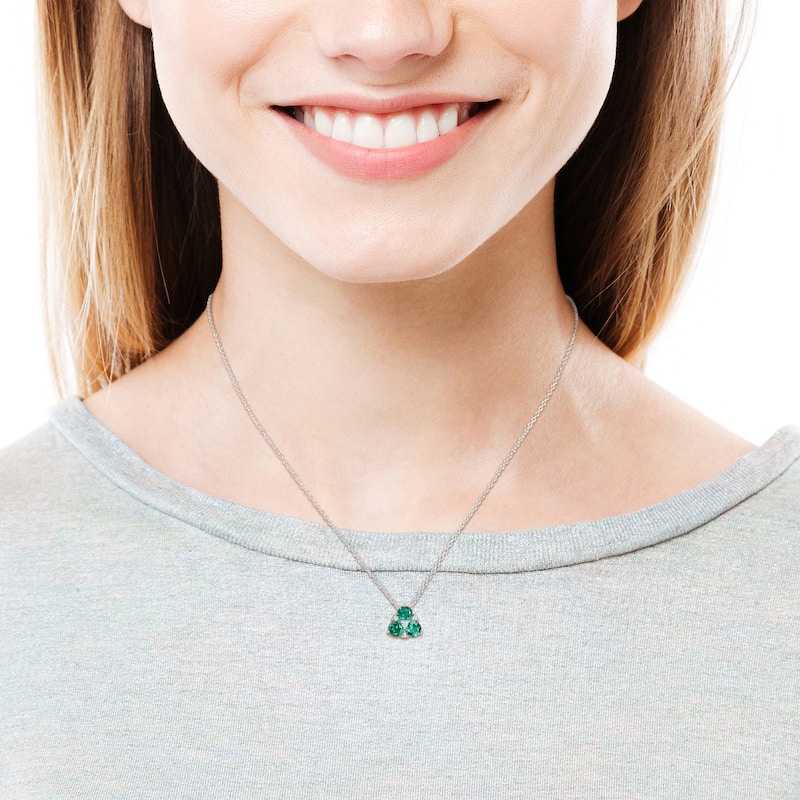 Miadora 1 1/4ct TGW Created Emerald Created White Sapphire Necklace Sterling Silver