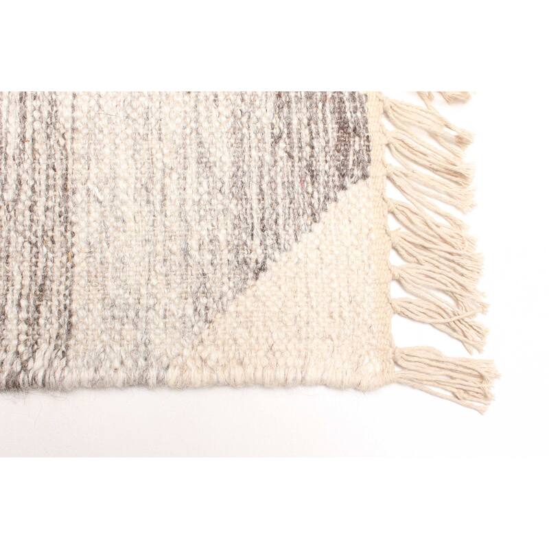 ECARPETGALLERY Flat-Weave Ankara FW Grey Wool Kilim - 5'1 x 7'6