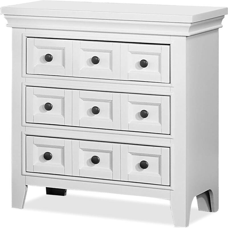 Transitional Style Solid wood 1pc Nightstand Only Bedroom Furniture Bedside Table Round Knobs 3-Drawers Nightstand