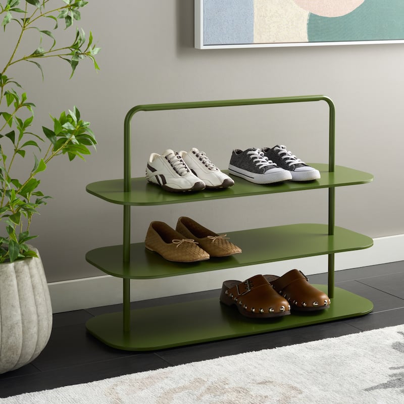 SAFAVIEH Home Jordan 3 Tier Metal Shoe Rack - 34"W x 13"D x 26"H