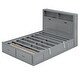 preview thumbnail 10 of 10, Lift Up Storage Bed, Full Size LED Bed Frame w/ Storage Drawers, Wood Platform Beds w/ Charging Station, Hydraulic Storage, Gray