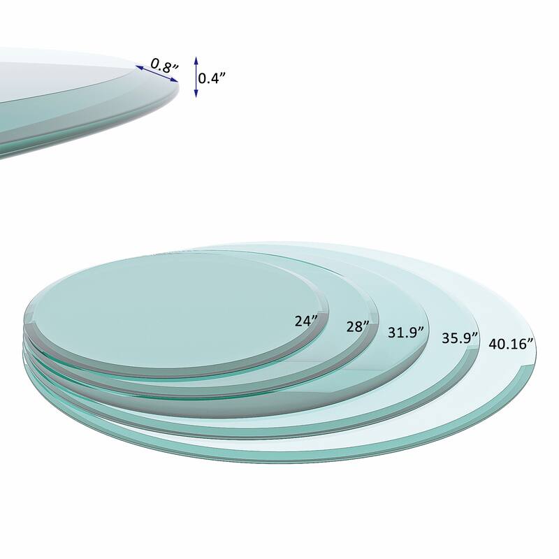 Round Glass Table, Coffee Table With Thick Beveled Polished Edge Glass, Wear Resistance Heat Resistance Glass Table