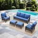 Option Brown Rattan - Blue Cushion