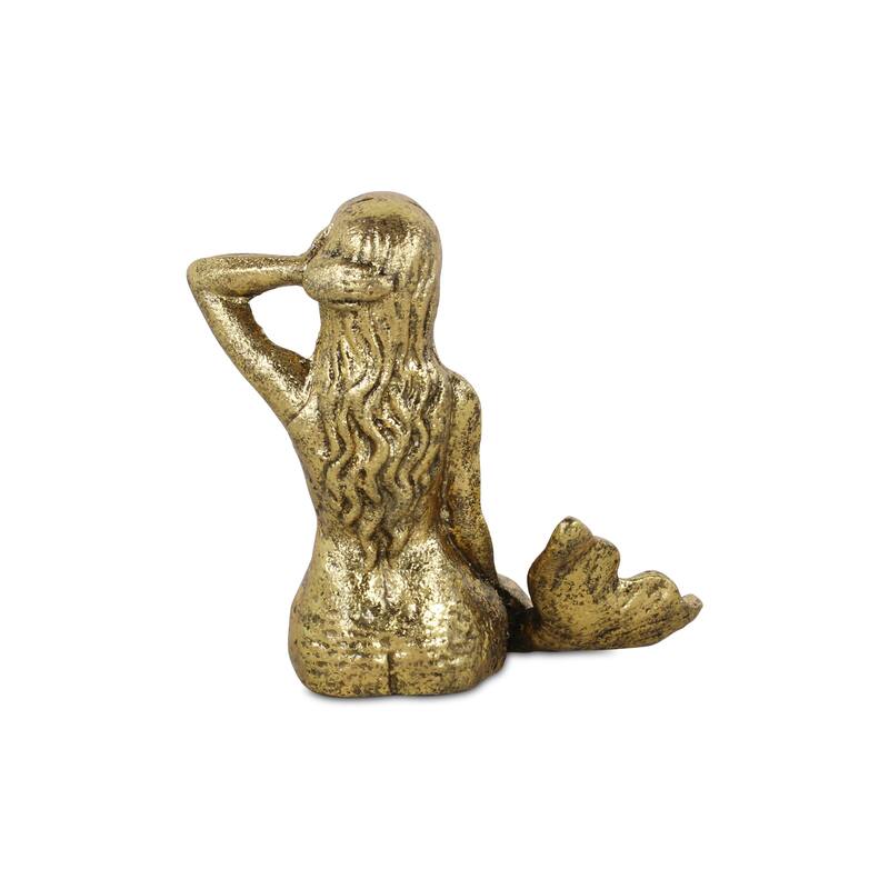 Ceili Golden Cast Iron Mermaid Statue