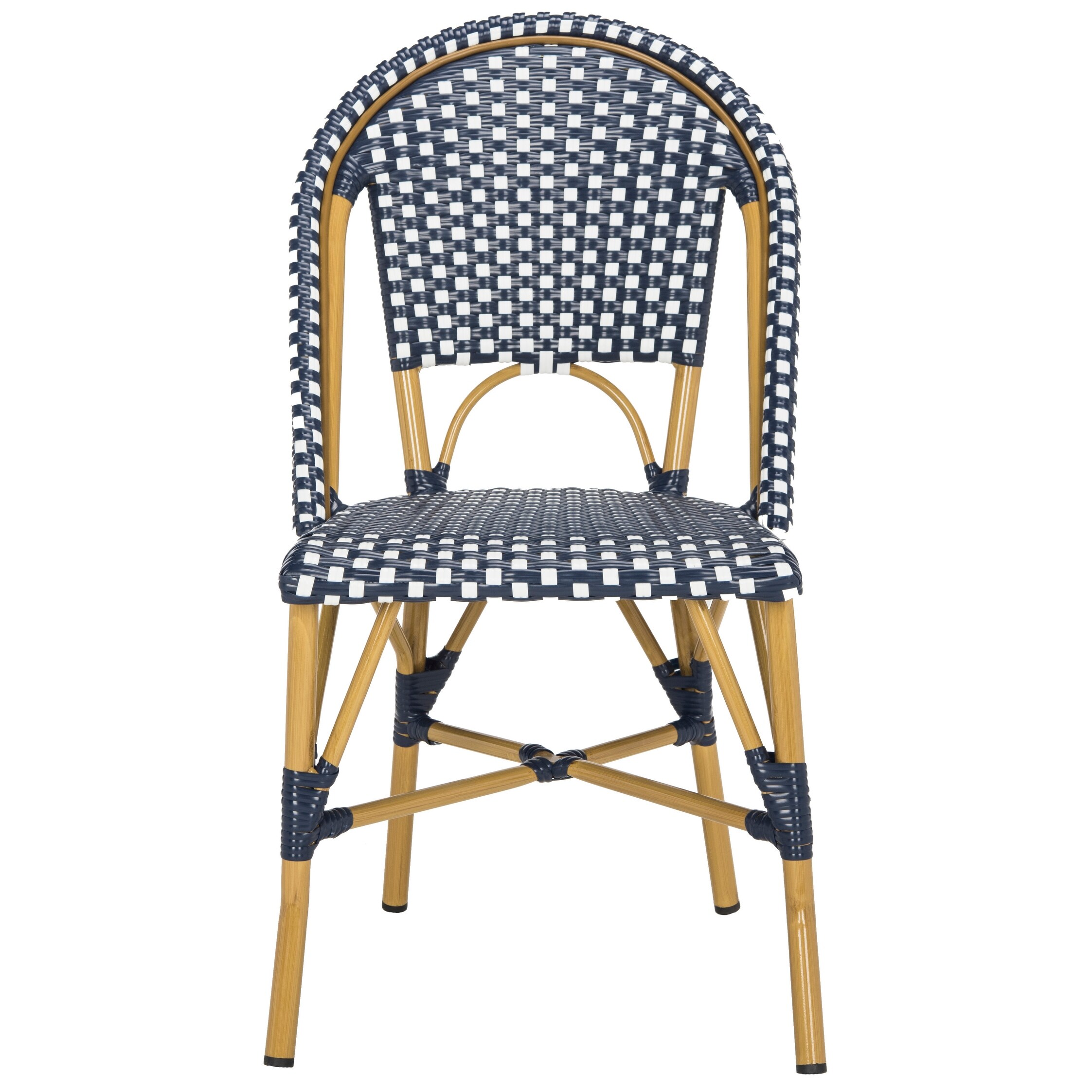 SAFAVIEH Salcha Indoor Outdoor French Navy White Stacking Side