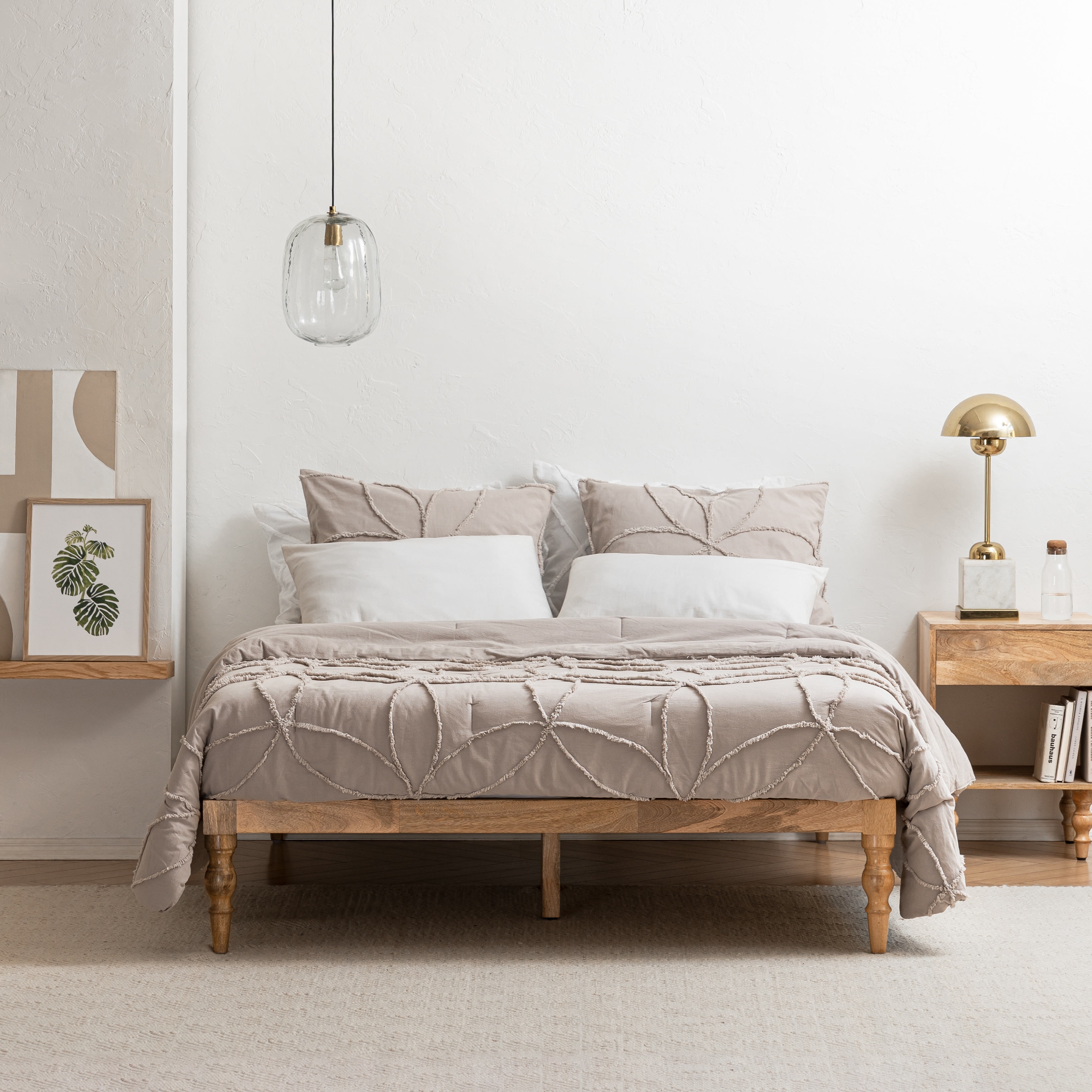 MH London Rhonda Solid Mango Wood Platform Bed