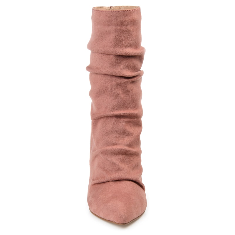 Journee Collection Women's Markie Back Heel Zip Stiletto Booties - Medium - Blush - 6