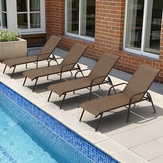 VredHom Outdoor Patio Adjustable Chaise Lounges Chairs with Arms (Set of 2/4 )