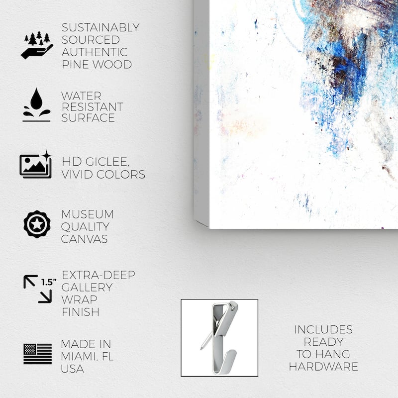 Wynwood Studio Canvas Abstract Snow Storm Blue and Dark Blue Modern & Contemporary Wall Art Canvas Print