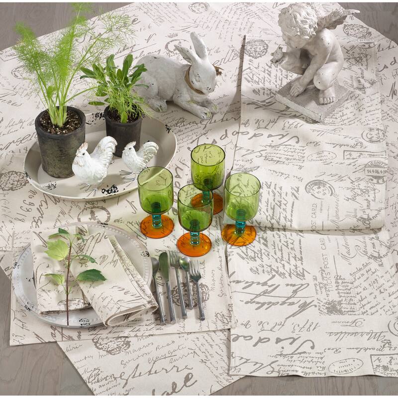 Vintage Script Printed Design Fabric Placemats (Set of 4)