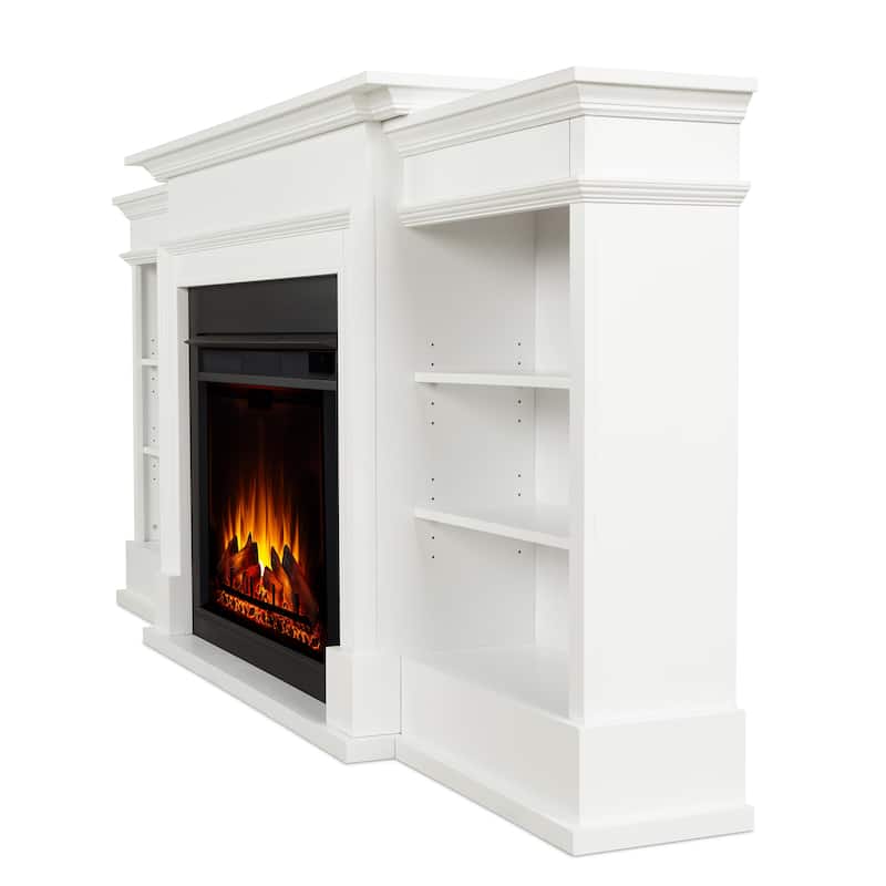 Ashton 93" Grand Media Electric Fireplace in White by Real Flame
