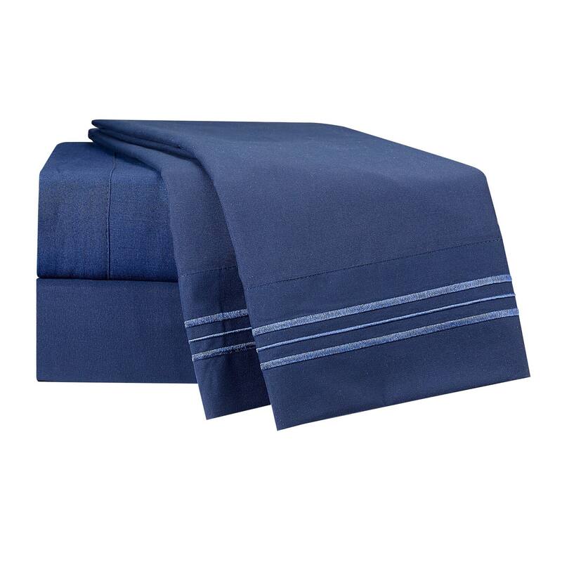 Clara Clark Premium 1800 Series Ultra-soft Deep Pocket Bed Sheet Set - Twin - Navy Blue