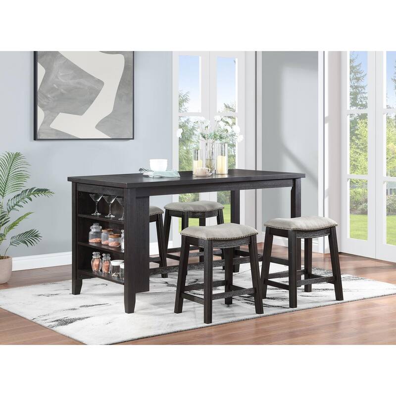 Fordham Dark Grey Dining Table with Storage Shelf
