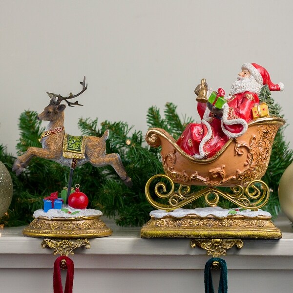Set of 2 Joseph/'s Studio Santa Claus and Reindeer Christmas Stocking Holders