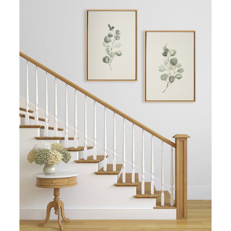 Kate and Laurel Sylvie Eucalyptus Framed Canvas Set by Maja Mitrovic of Makes My Day Happy