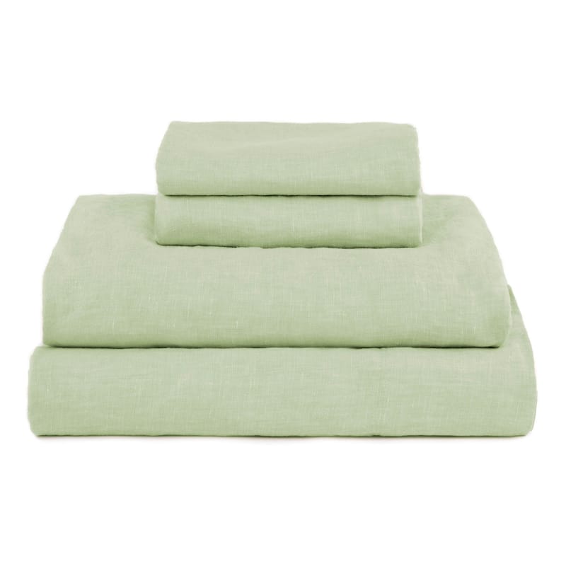 100% French Linen Sheet Set by BOKSER HOME - Twin XL - Matcha