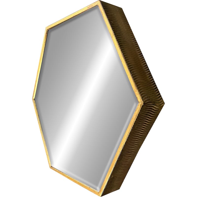 HomeRoots 25" Gold Metal Hexagon Accent Mirror - 28.00 in. x 25.00 in. x 3.00 in.