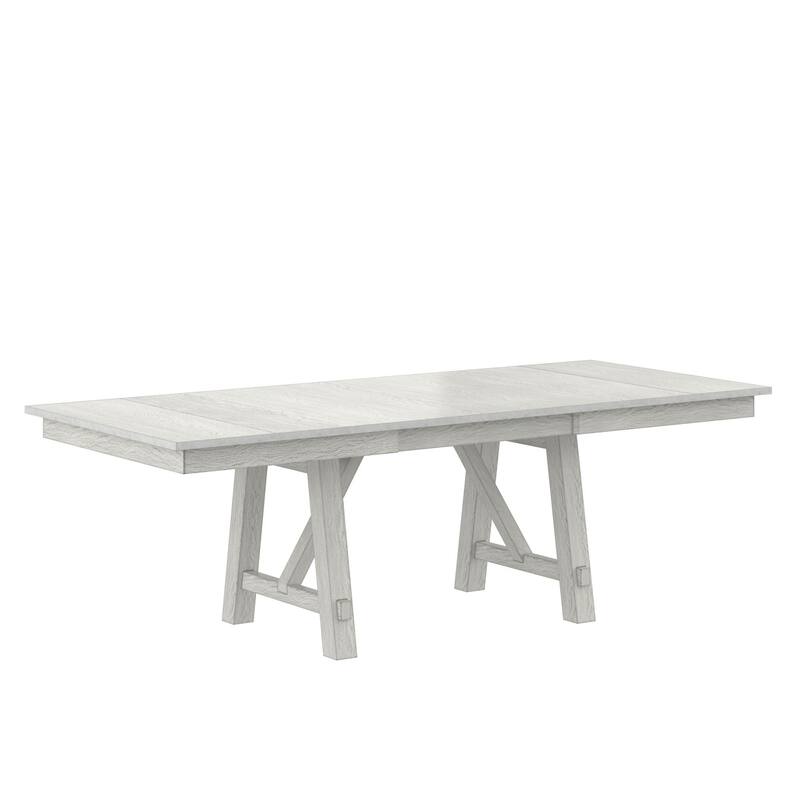 VECELO Dining Table Set with Bench, Solid Wood Rectangular Extendable Dining Table & Solid Wood Dining Chairs