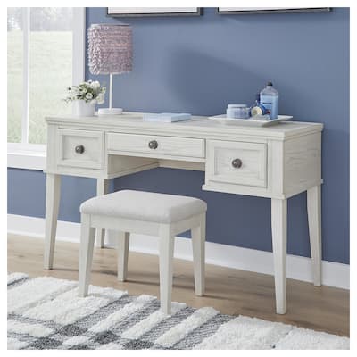 Signature Design by Ashley Robbinsdale White Vanity with Upholstered Stool Set - 52"W x 20"D x 30"H