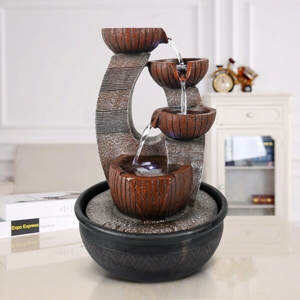 16.1inch High Tiered Tabletop Water Fountains Indoor Waterfall