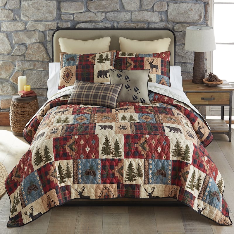 Your Lifestyle by Donna Sharp Woodland Patch Quilt Collection - King - Green - 3 Piece