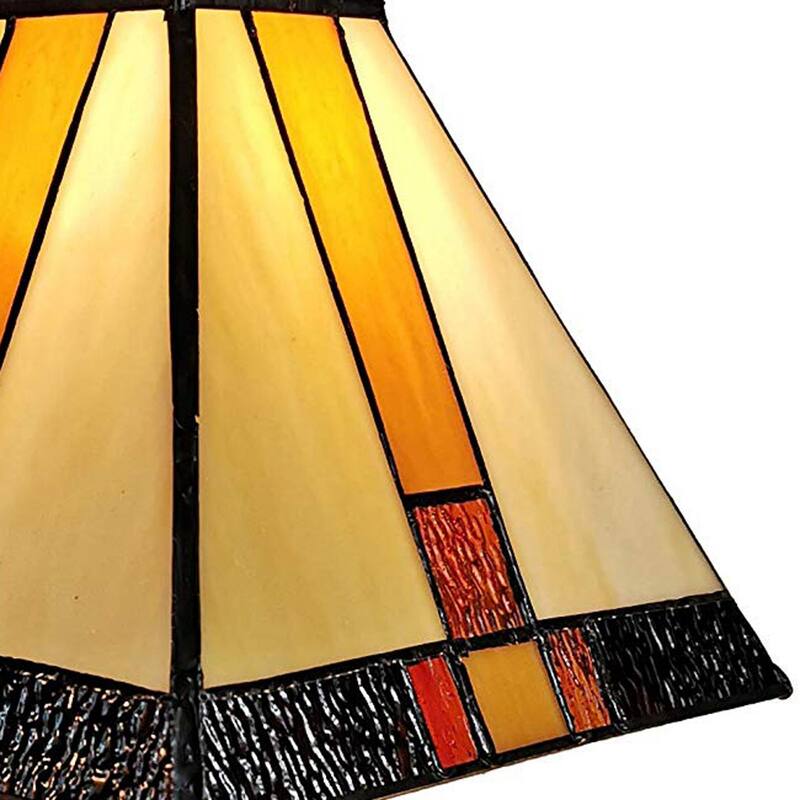 Tiffany Style Mini Accent Lamp Mission 15" Tall Stained Glass Decor Nightstand Bedroom Office Handmade Amora Lighting