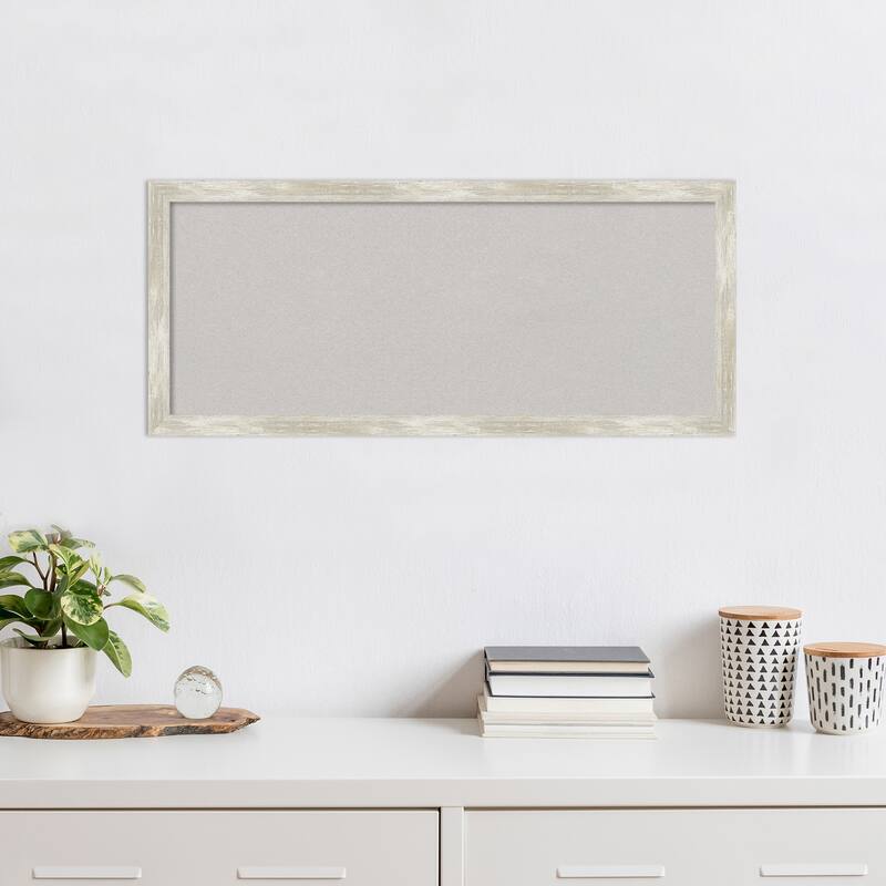 Crackled Metallic Narrow Framed Grey Corkboard Bulletin Board