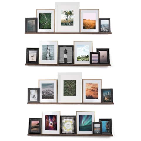 Rustic State Set of 4 Wall Mounted Shelves 52 Inch Photo Ledge
