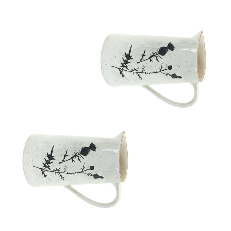 Rustic Thistle Etched Pitcher Vase - 10" - Set of 2