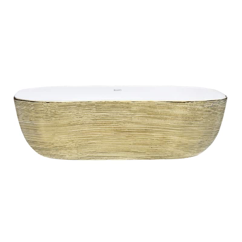 Ruvati 20 x 16 inch Bathroom Vessel Sink Gold Decorative Art Above Vanity Counter White Ceramic - RVB2016WG - 9' x 12'